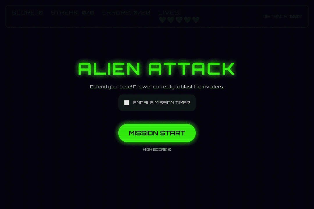 Alien Attack Quiz