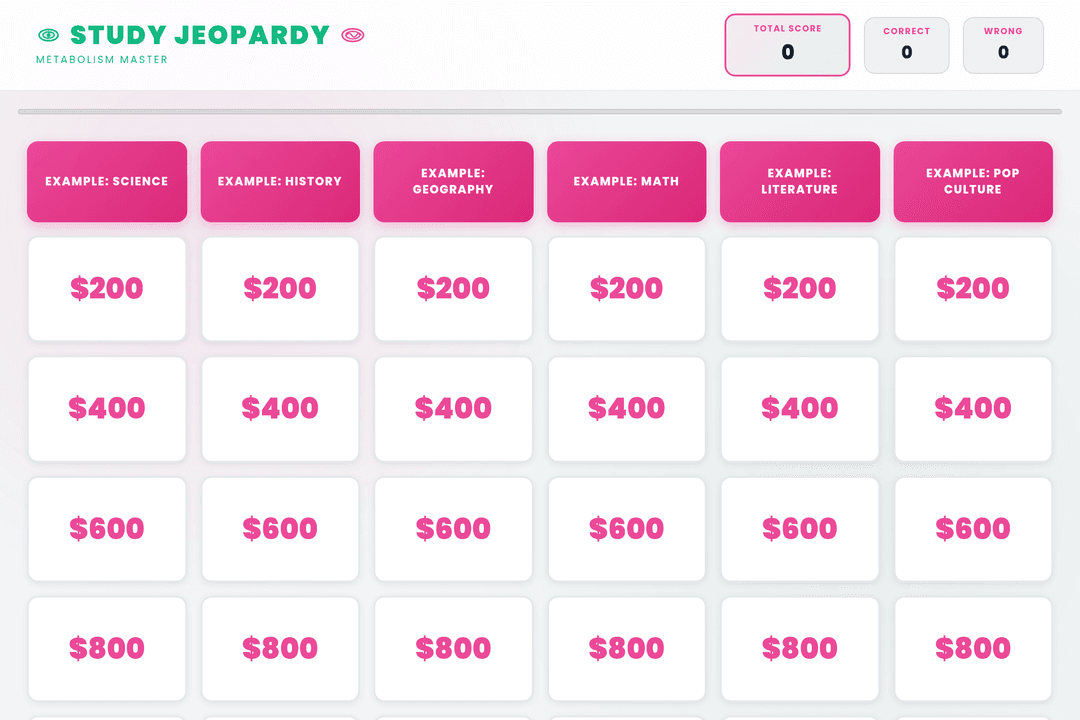 metabolism master - study jeopardy