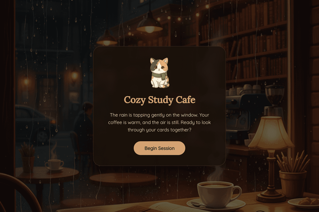 Cozy Cat Evening Study Cafe