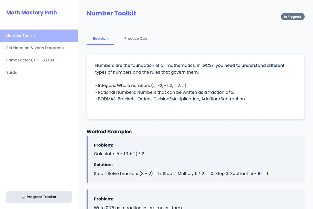 Math Mastery Path